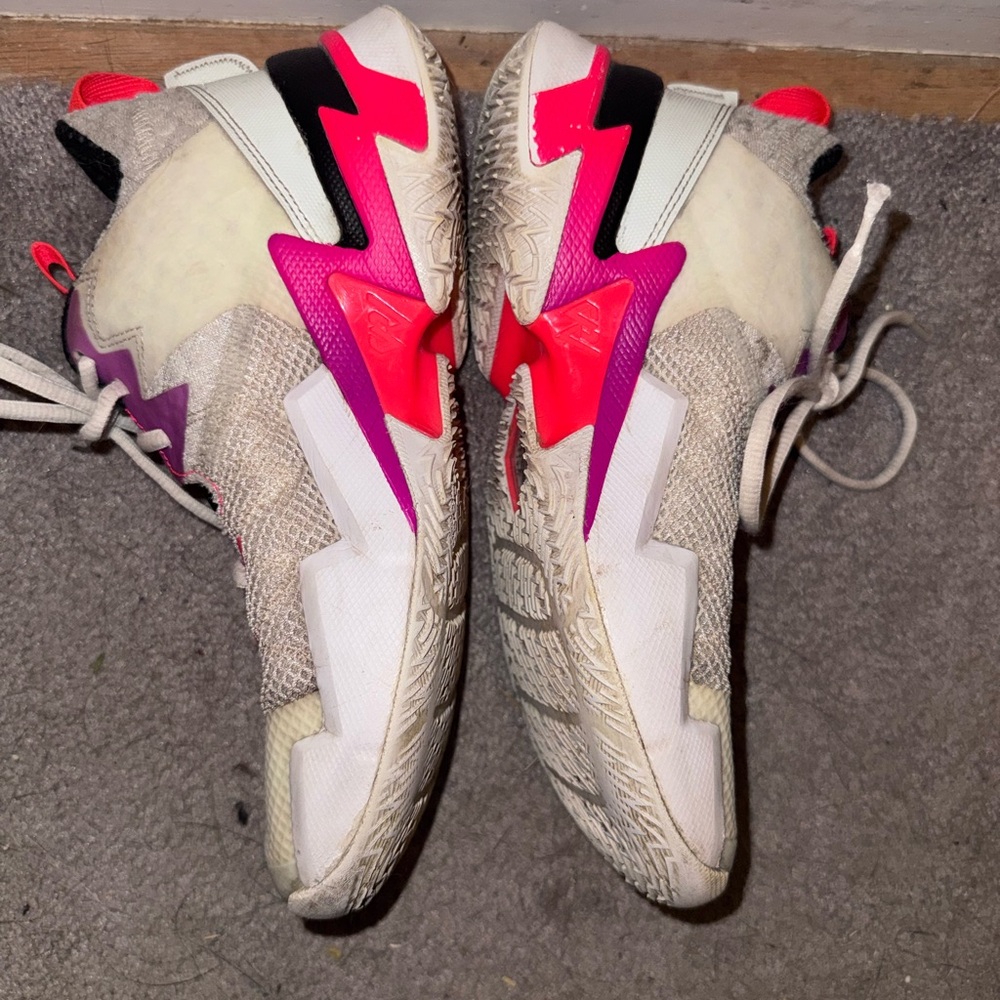 Jordan Women’s Athletic Sneakers in White with Pink & Purple Accents